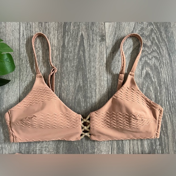 Aerie jacquard knot front scoop top and jacquard high cut cheeky bottoms. Sz Xs - Picture 3 of 14